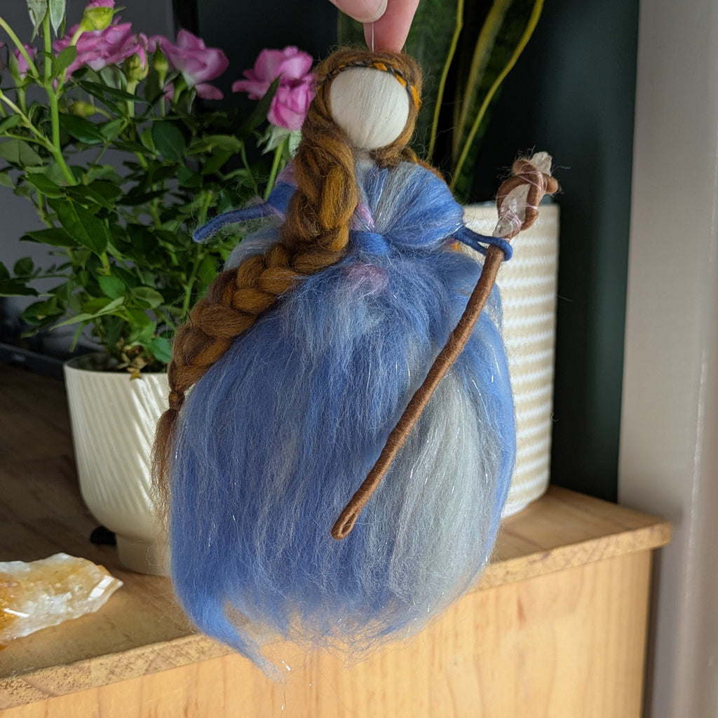 Felted Fairy Dolls with Raw Crystal Wand/Staff